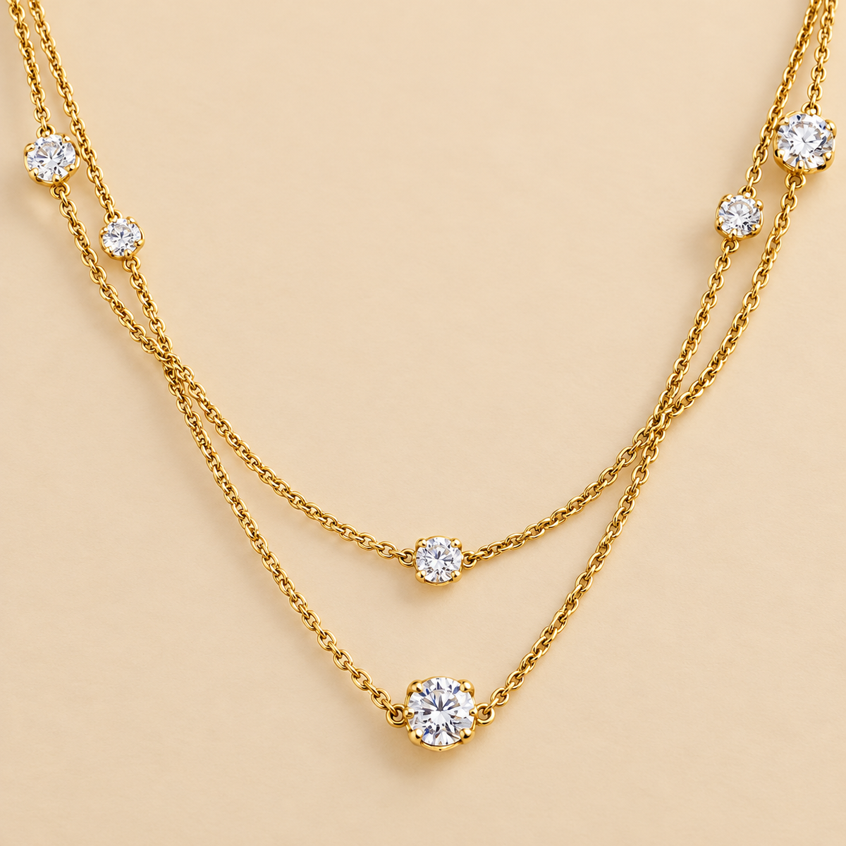 THE RARE - Lab-Grown Diamond Station Layered Necklace