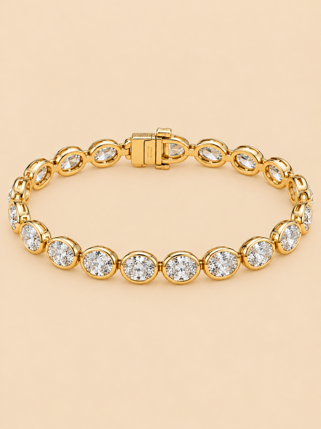 THE BEGINNING - 14K Yellow Gold Lab-Grown Oval Diamond Tennis Bracelet 12.05 TCW