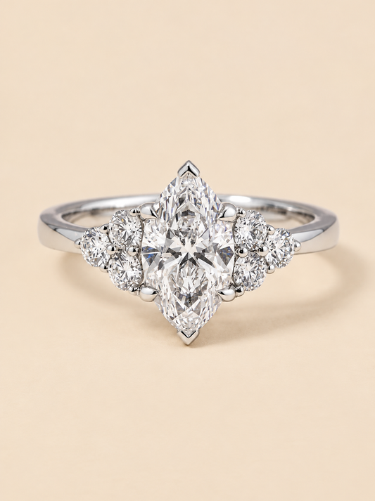 THE ONE - Lab-Grown Marquise Diamond Cluster Ring