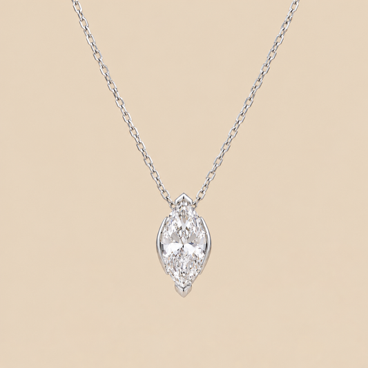 THE ÉCLAT – 14K White Gold Lab-Grown Marquise Diamond Solitaire Necklace