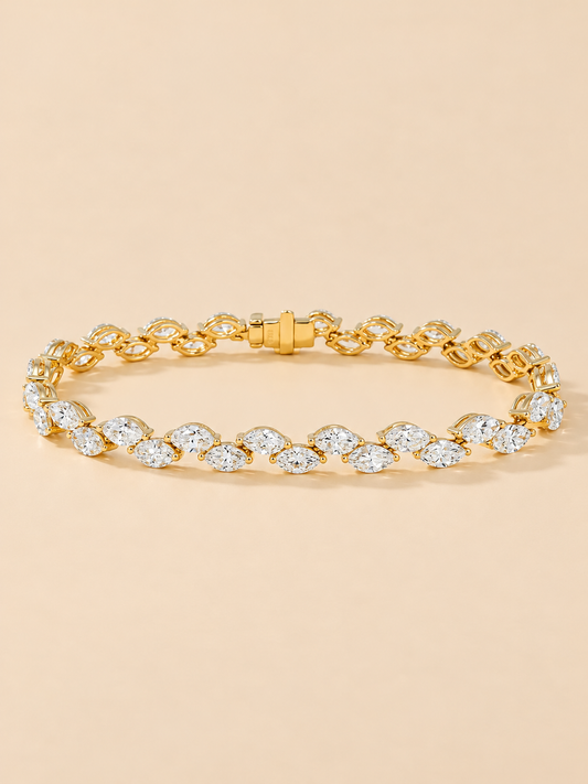 THE RISE - Yellow Gold Natural Marquise Diamond Tennis Bracelet