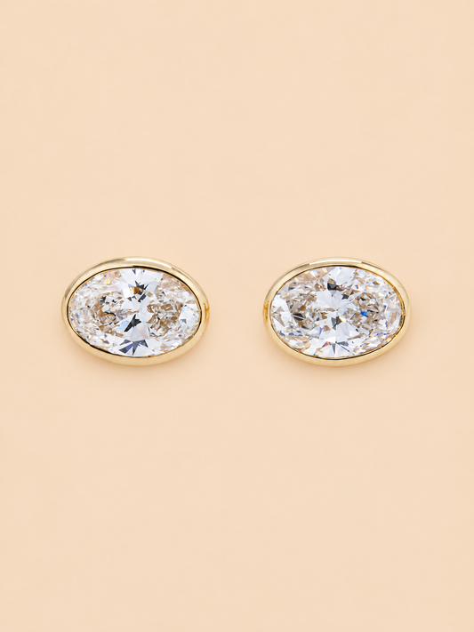 THE SPOTLIGHT - Lab-Grown Oval Diamond Bezel Stud Earrings