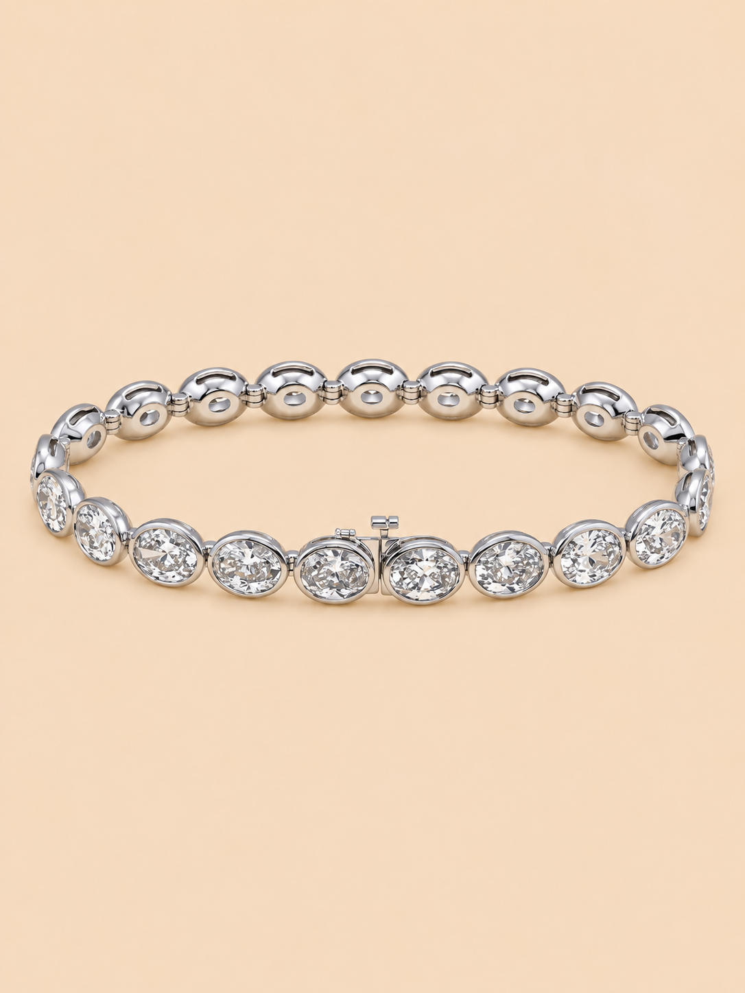 THE VISION - White Gold Lab-Grown Oval Diamond Bezel Tennis Bracelet