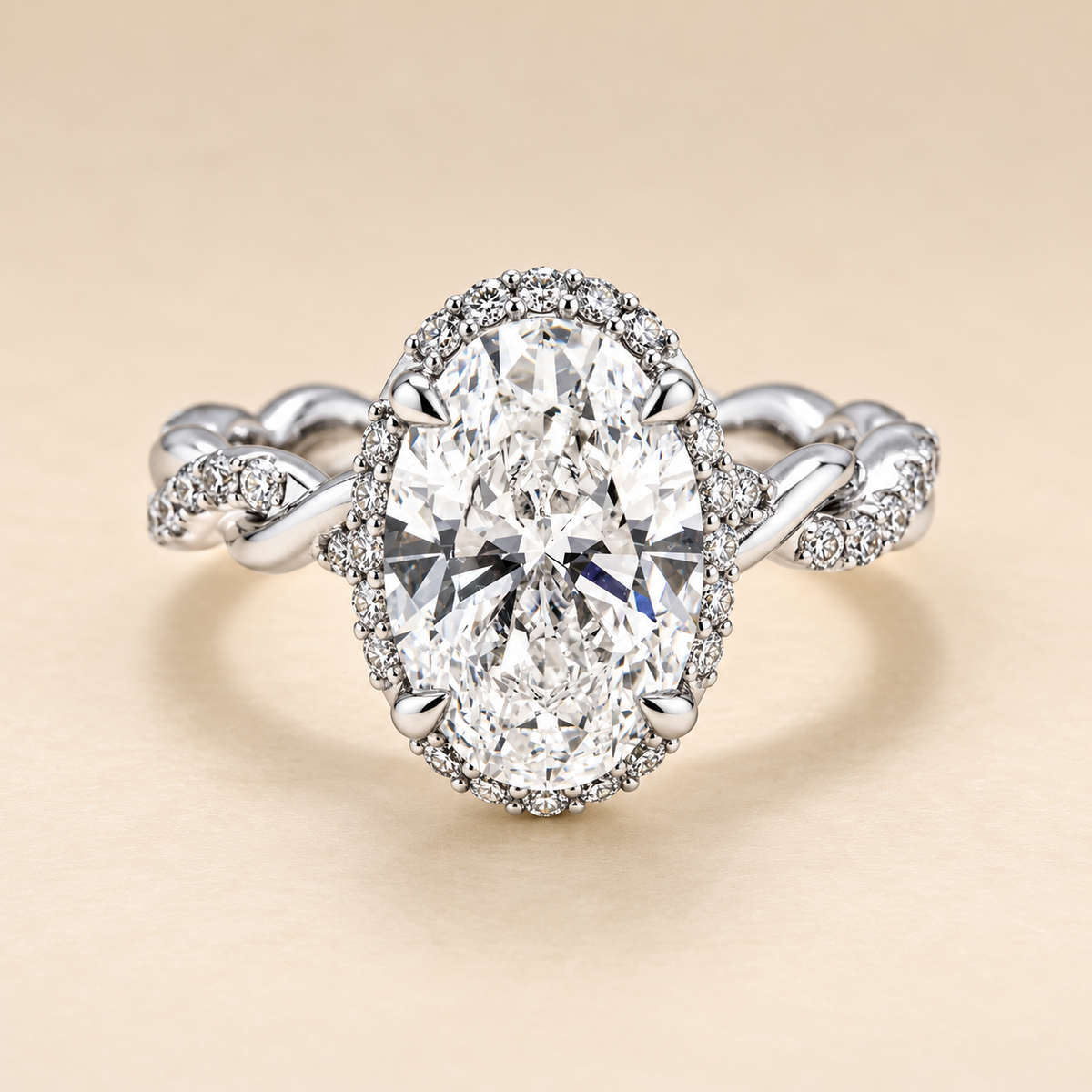 THE FIRST PAGE - Lab-Grown Oval Diamond Halo Ring