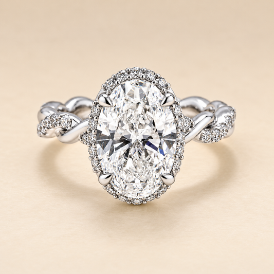 THE FIRST PAGE - Lab-Grown Oval Diamond Halo Ring
