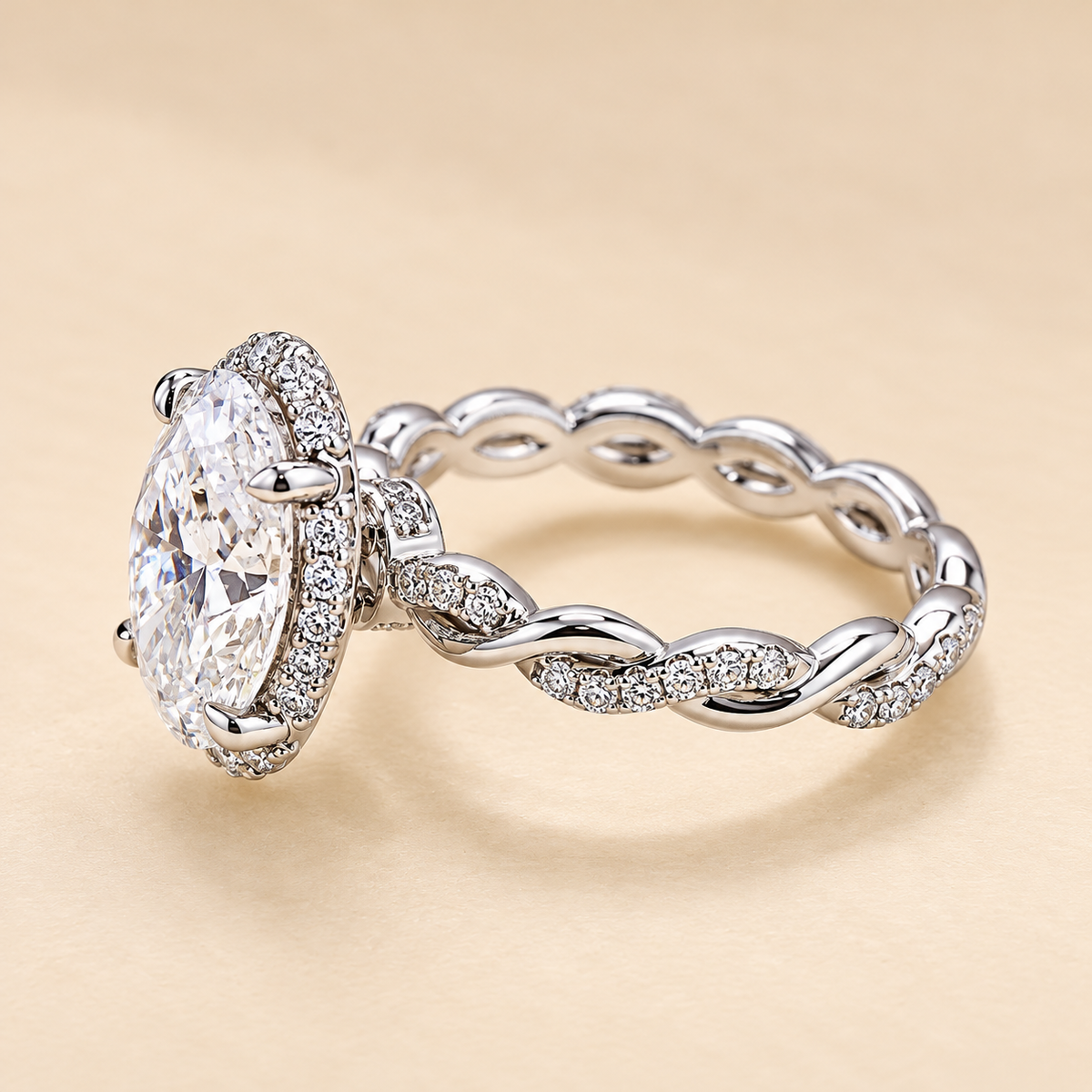 THE FIRST PAGE - Lab-Grown Oval Diamond Halo Ring