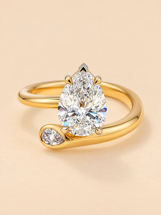THE UNION - Lab-Grown Pear Diamond Toi et Moi Bypass Ring