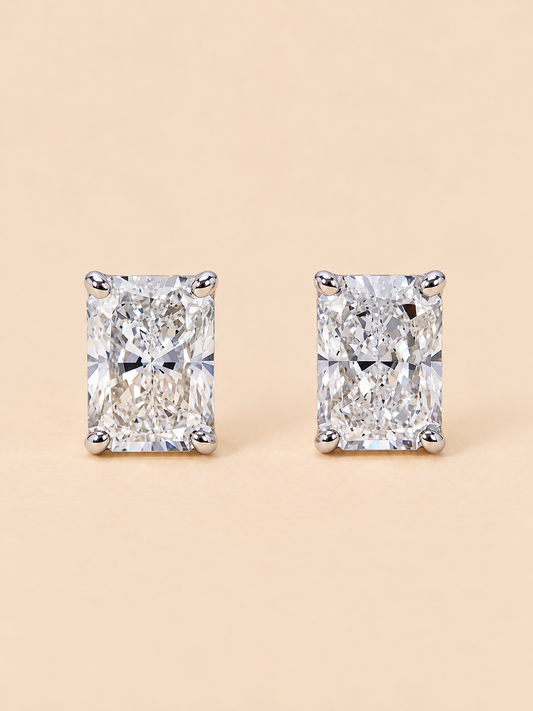 THE AFTERGLOW - Lab-Grown Radiant Cut Diamond Stud Earrings