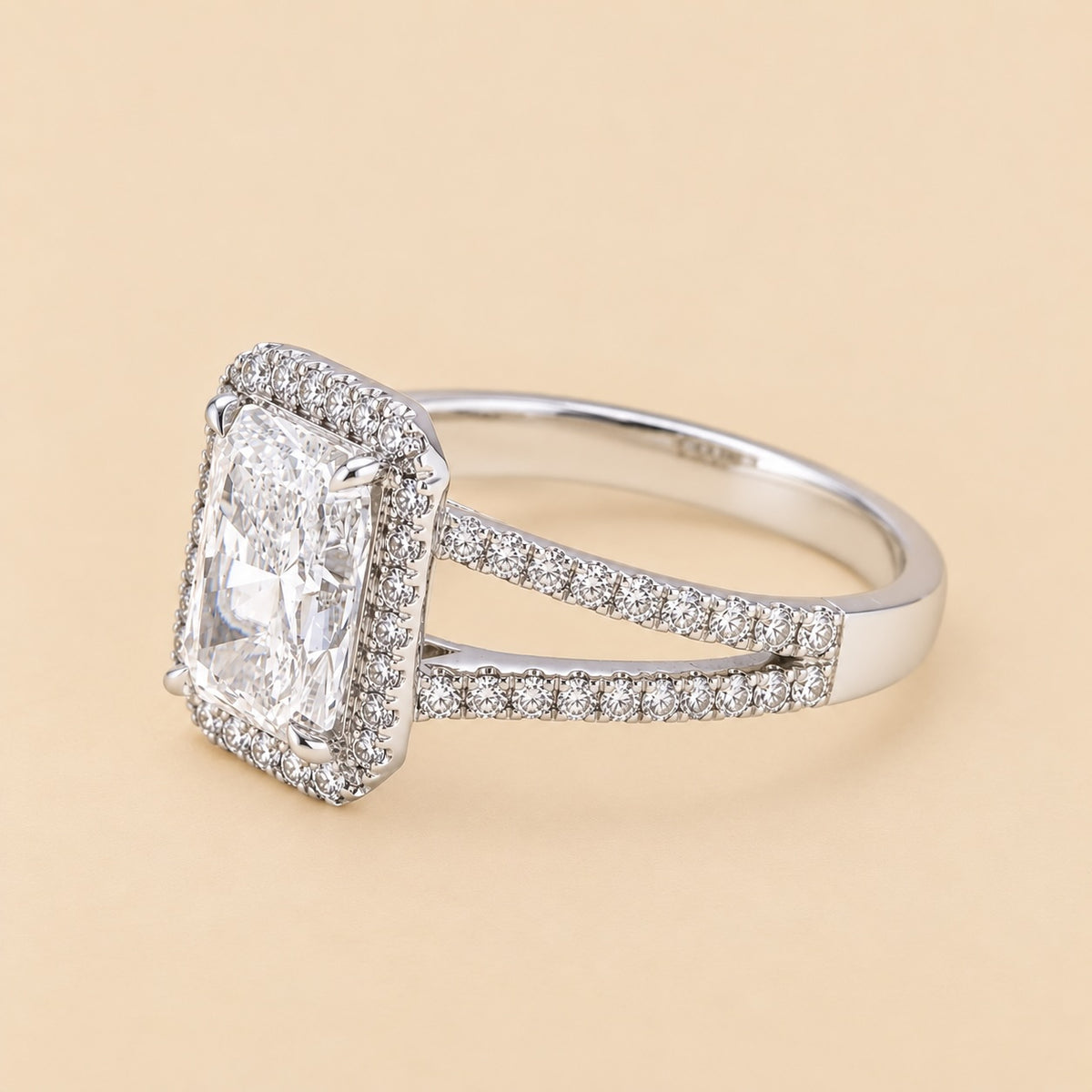 THE ALWAYS & FOREVER - Lab-Grown Radiant Diamond Halo Split-Shank Ring