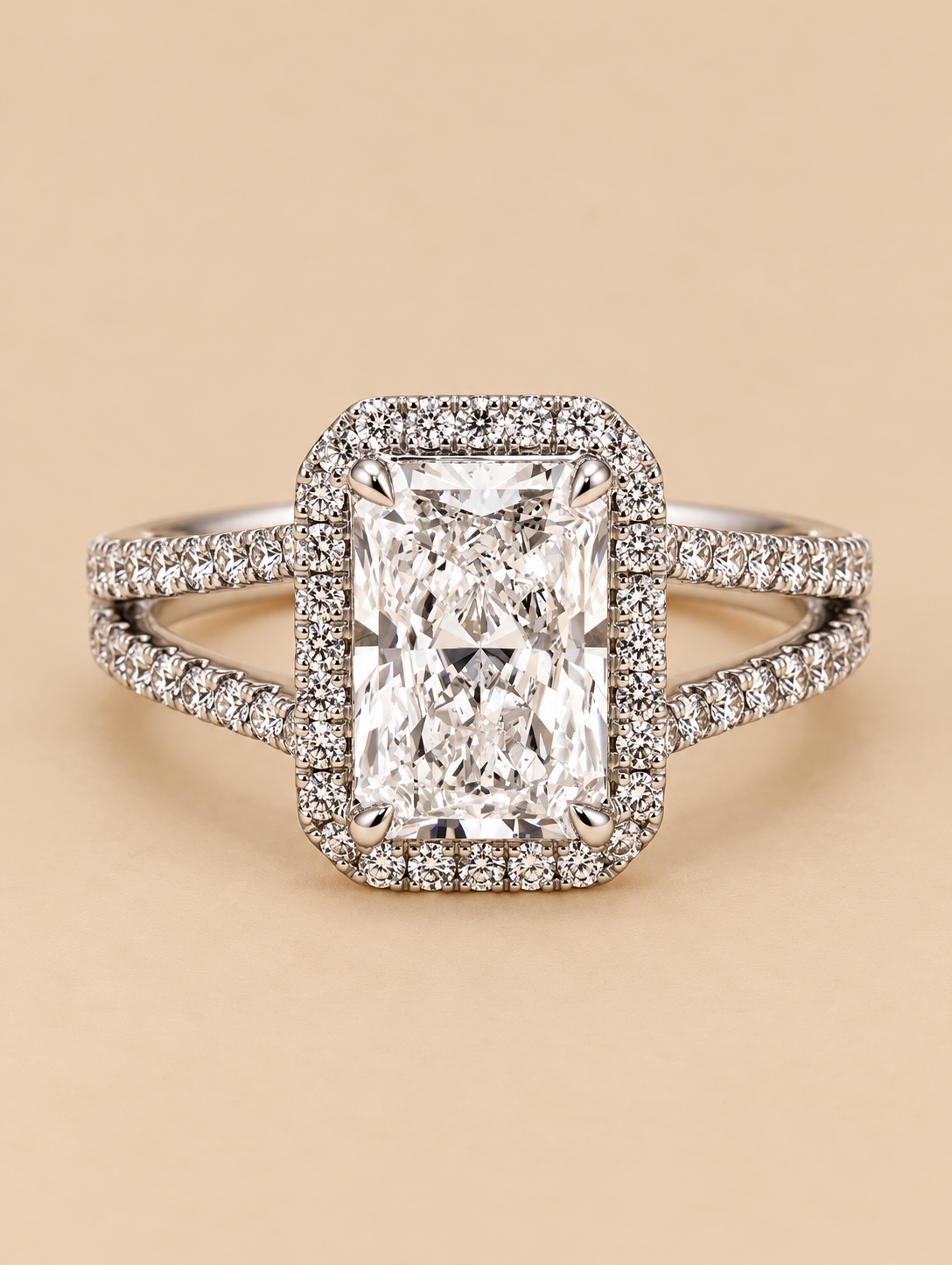 THE ALWAYS & FOREVER - Lab-Grown Radiant Diamond Halo Split-Shank Ring