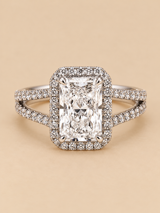 THE ALWAYS & FOREVER - Lab-Grown Radiant Diamond Halo Split-Shank Ring
