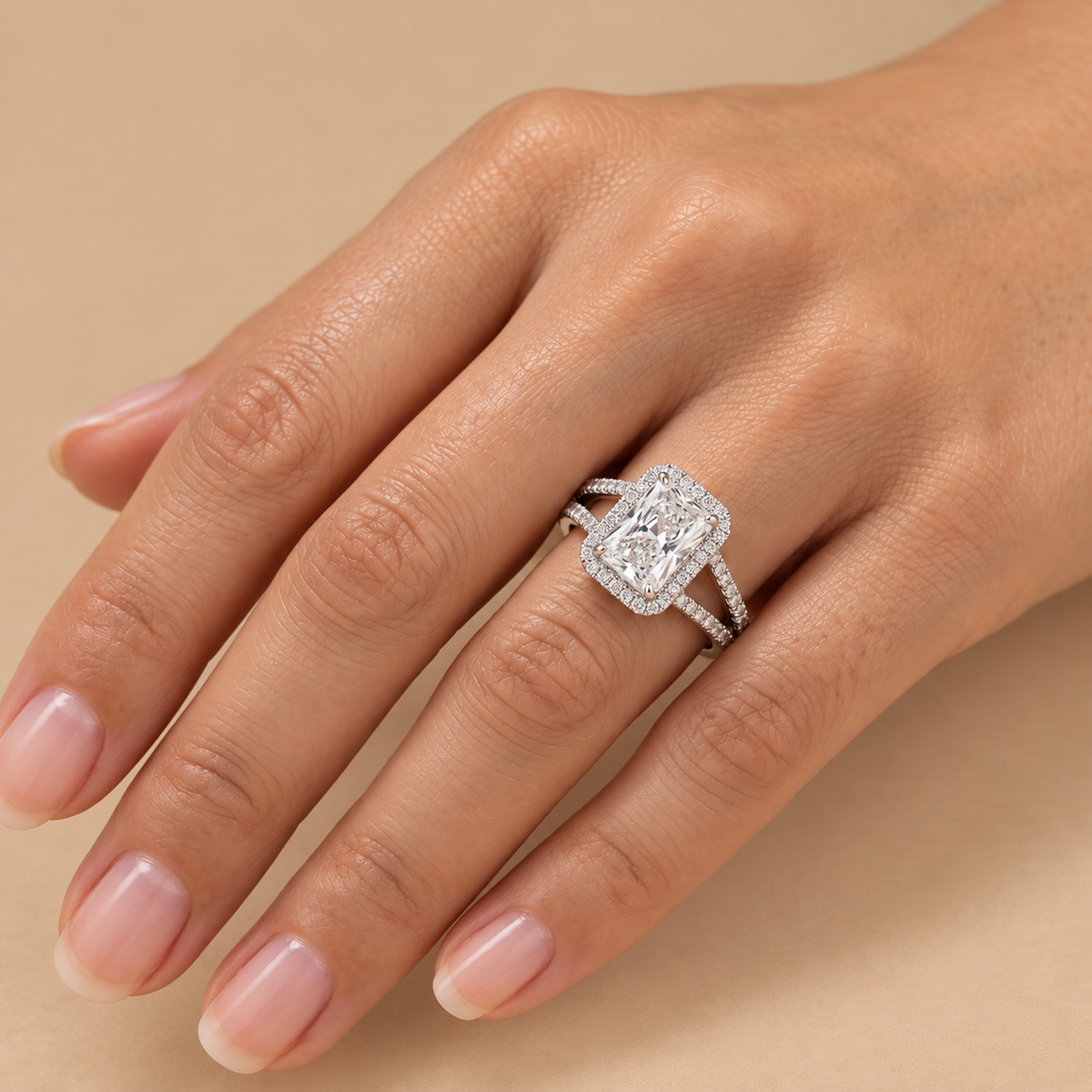 THE ALWAYS & FOREVER - Lab-Grown Radiant Diamond Halo Split-Shank Ring