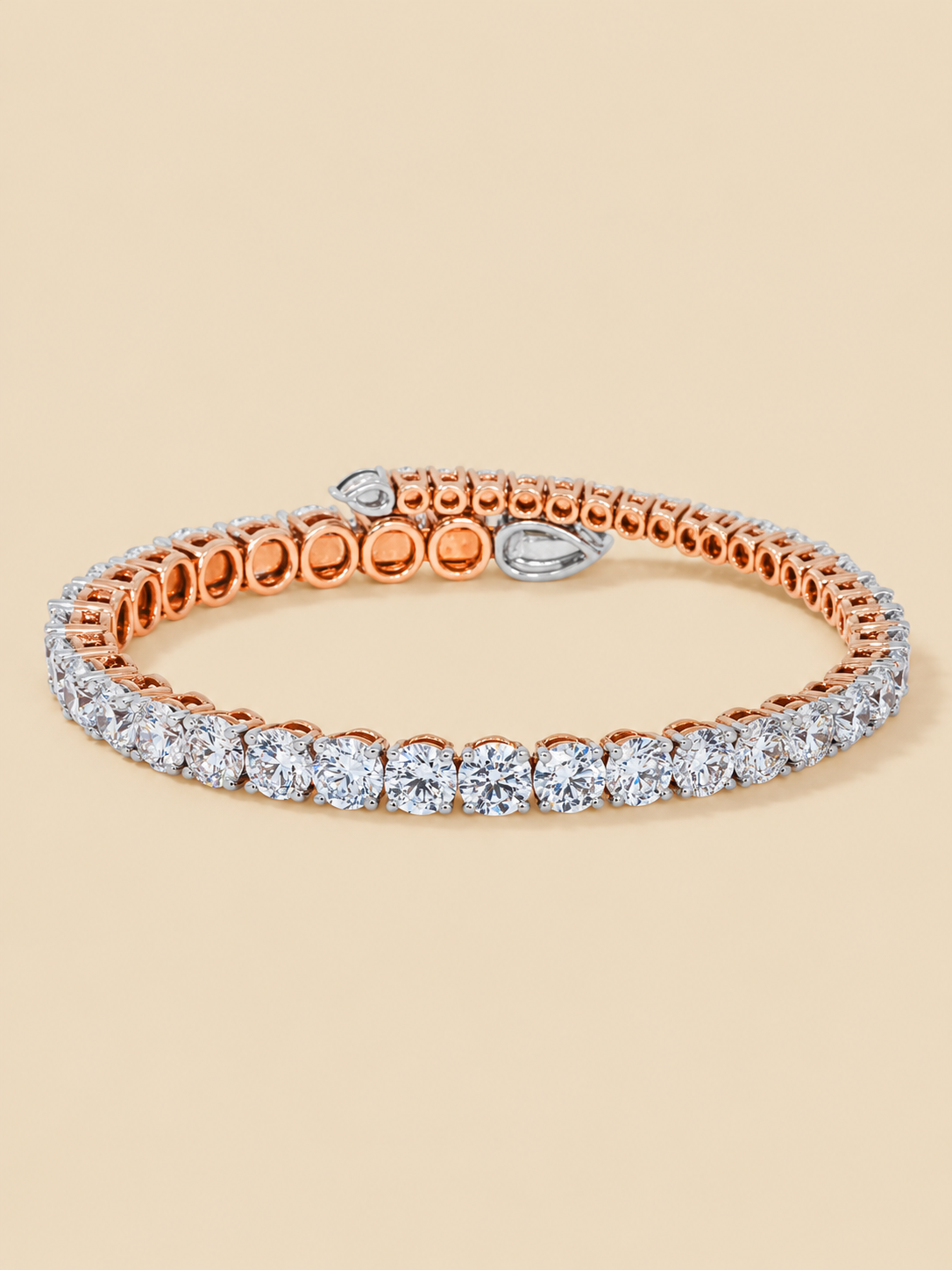 THE SLIDING DOOR - Rose Gold Lab-Grown Green & White Diamond Tennis Bracelet