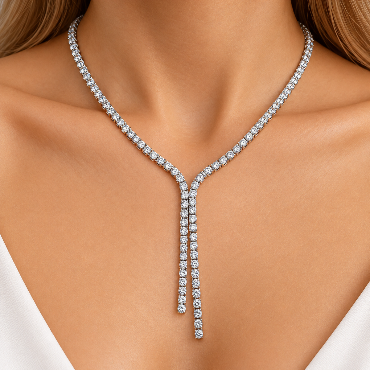 THE 3:3 - 14K White Gold Lab-Grown Diamond Lariat Necklace 20.10 TCW