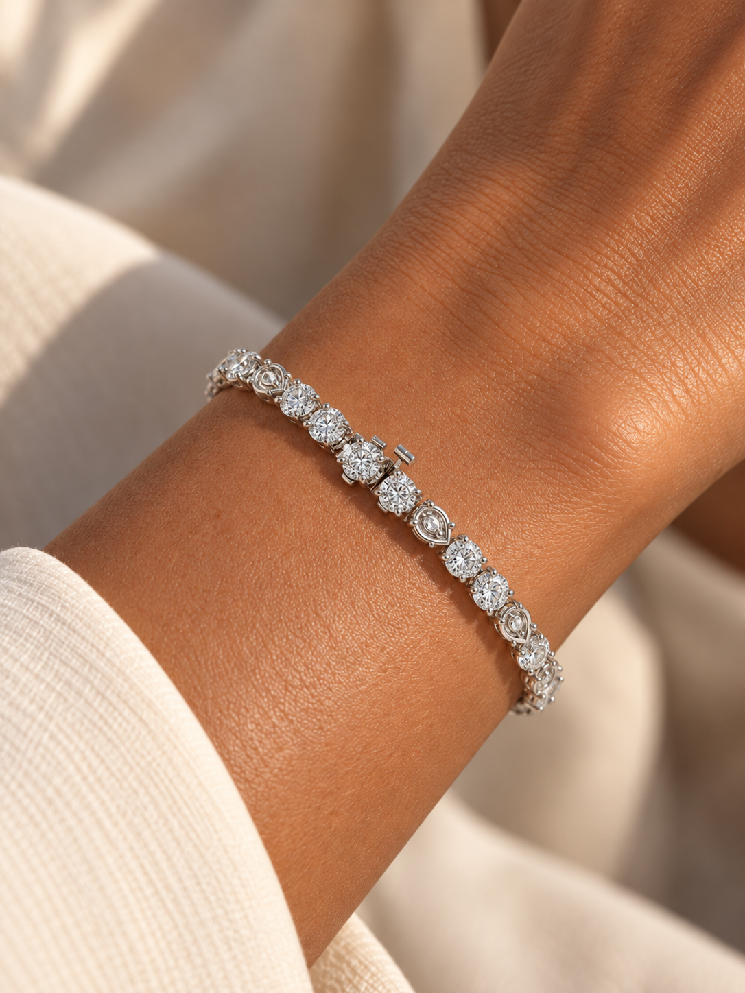 THE LIGHT - White Gold Lab-Grown Oval Diamond Tennis Bracelet
