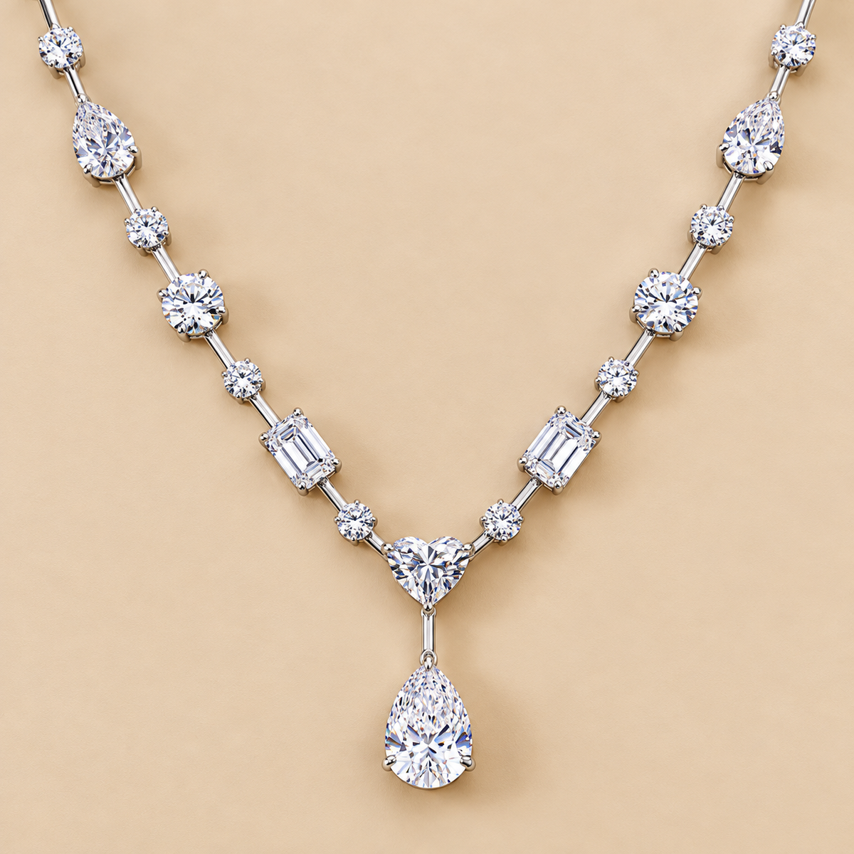 THE POSTCARD - Lab-Grown Mixed-Cut Diamond Drop Necklace
