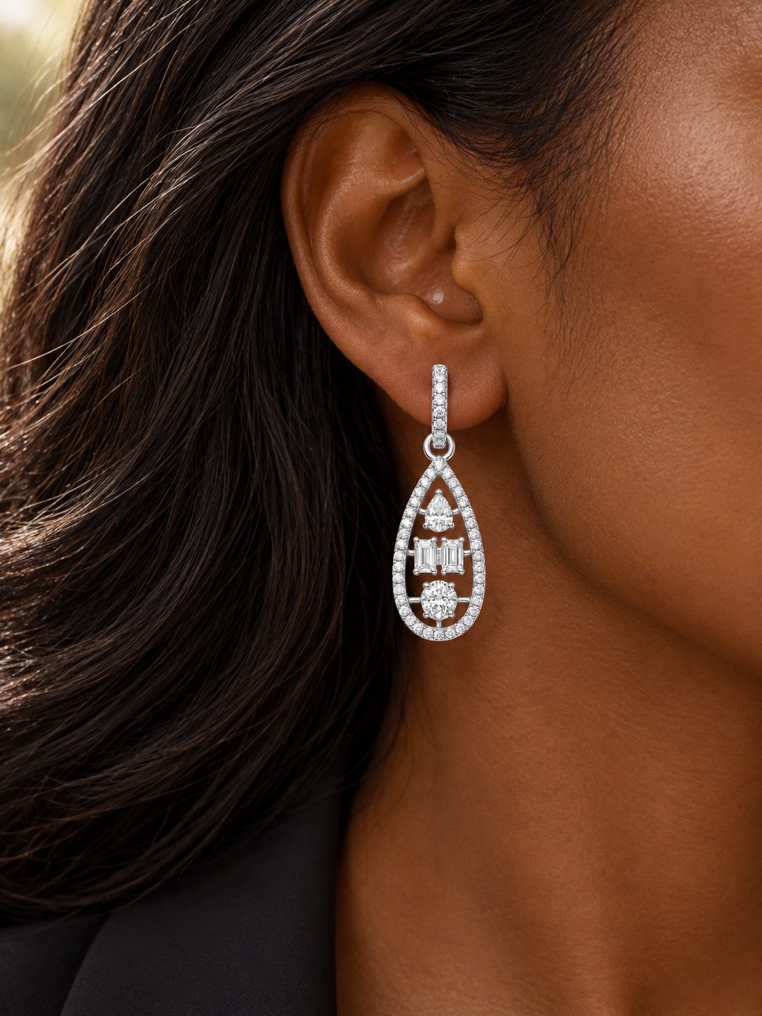 THE ENCORE - White Gold Lab-Grown Diamond Drop Earrings