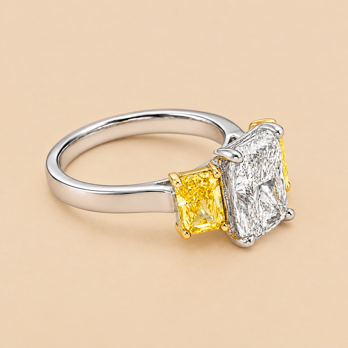 THE ICONIC - Two-Tone Gold Lab-Grown Radiant Three-Stone Diamond Ring