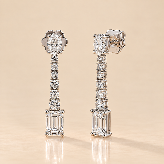 THE BECOMING - 14K White Gold Lab-Grown Diamond Drop Earrings 3.14 TCW