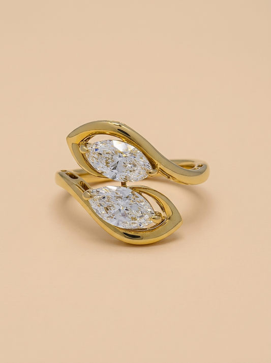 THE AFFINITY - 14K Yellow Gold Lab-Grown Diamond Marquise Toi et Moi Ring 2.04 TCW