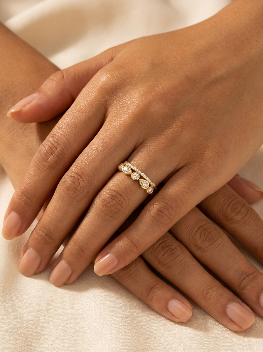 THE CIRCLE - Yellow Gold Lab-Grown Diamonds Multi-Shape Double Row Ring
