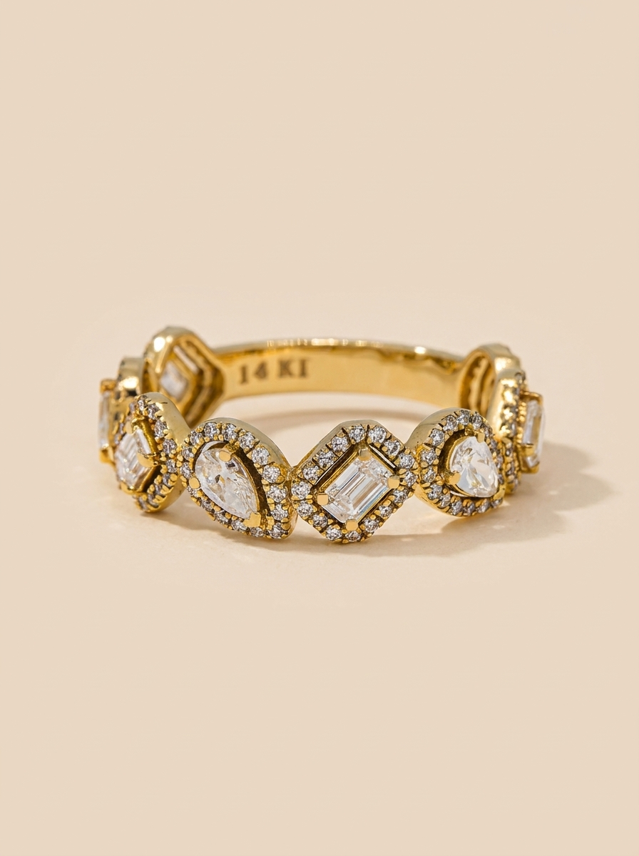 THE SUNSET - Yellow Gold Mixed-Cut Lab Grown Diamonds Fancy Ring