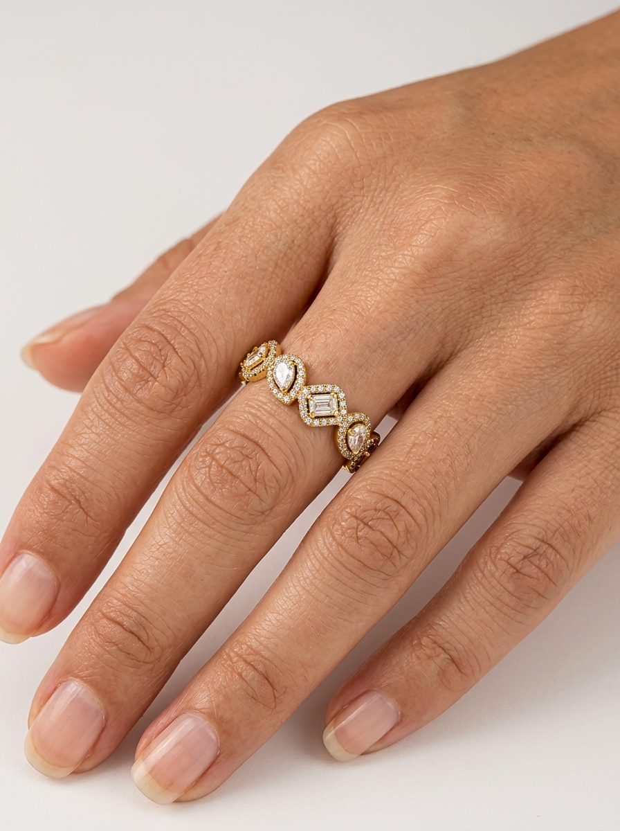 THE SUNSET - Yellow Gold Mixed-Cut Lab Grown Diamonds Fancy Ring