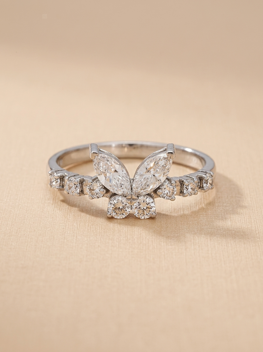 THE METAPHORSIS - White Gold Diamond Butterfly Ring