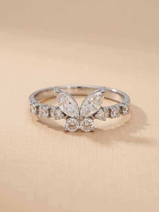 THE METAPHORSIS - White Gold Diamond Butterfly Ring