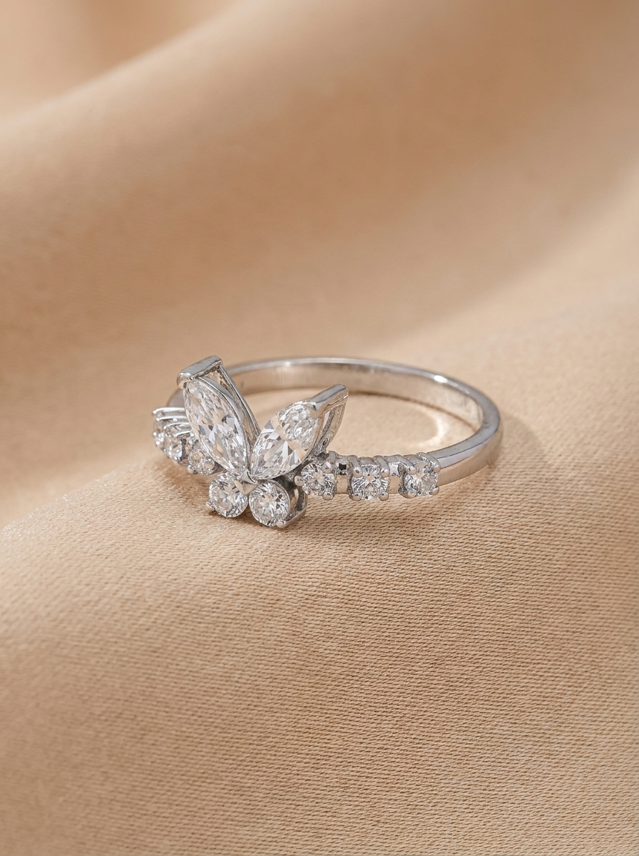 THE METAPHORSIS - White Gold Diamond Butterfly Ring