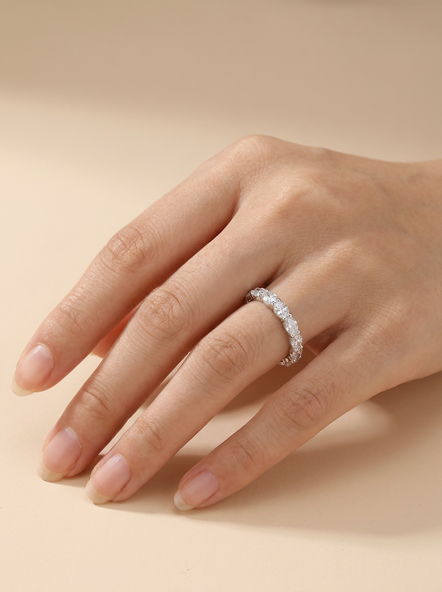 THE ENDLESS – White Gold Lab-Grown Oval Diamond Eternity Band