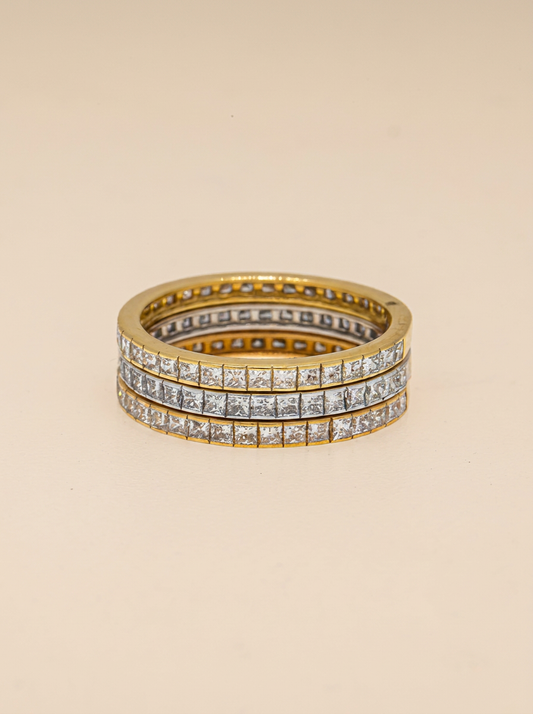 THE TRINITY – Tri-Color Gold Lab-Grown Princess-Cut Diamond Stacking Ring Set
