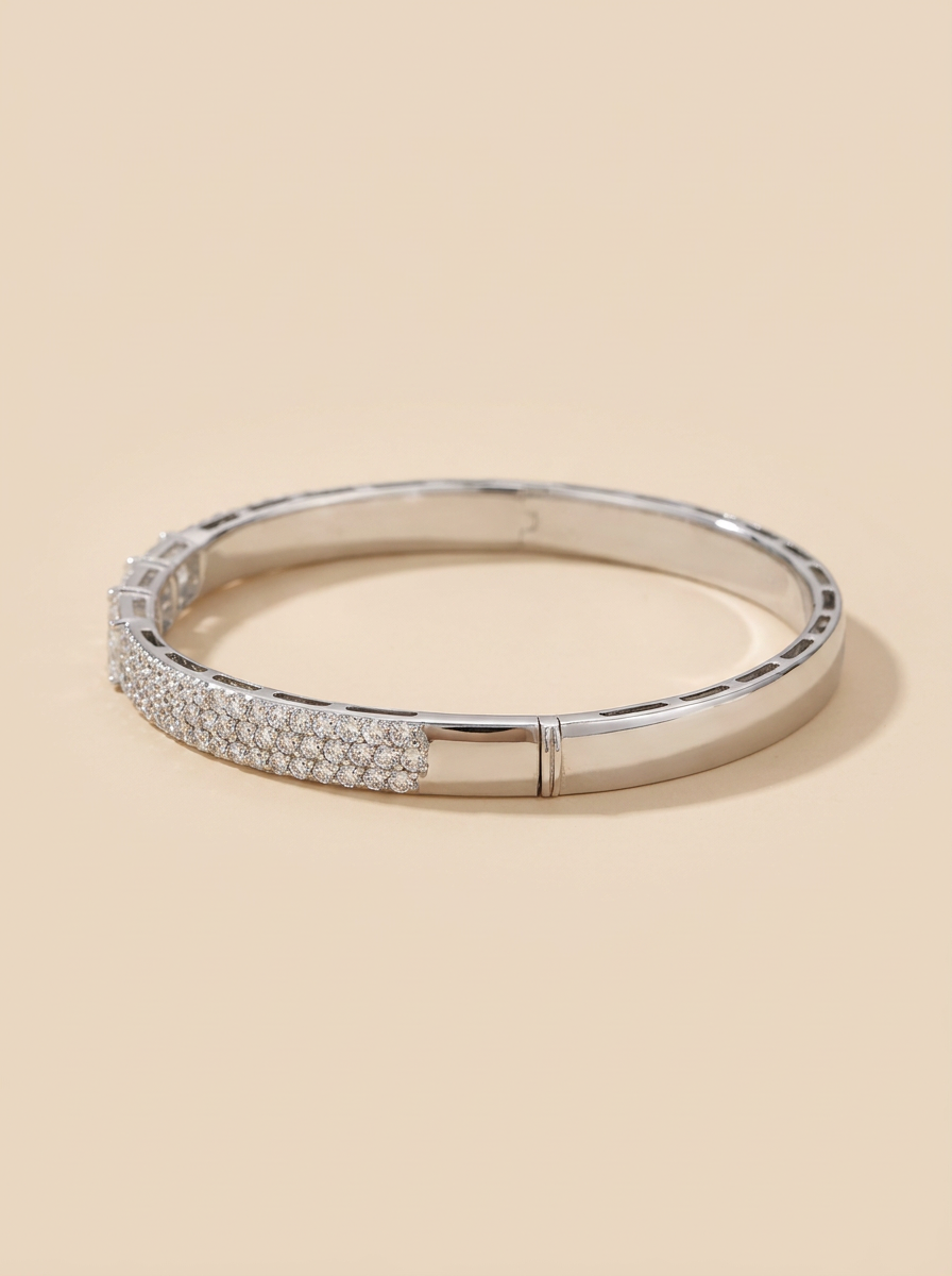 THE BRILLIANCE – White Gold Lab-Grown Mixed-Cut Diamond Bangle Bracelet