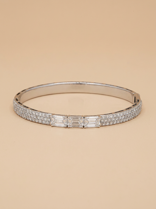 THE BRILLIANCE – White Gold Lab-Grown Mixed-Cut Diamond Bangle Bracelet