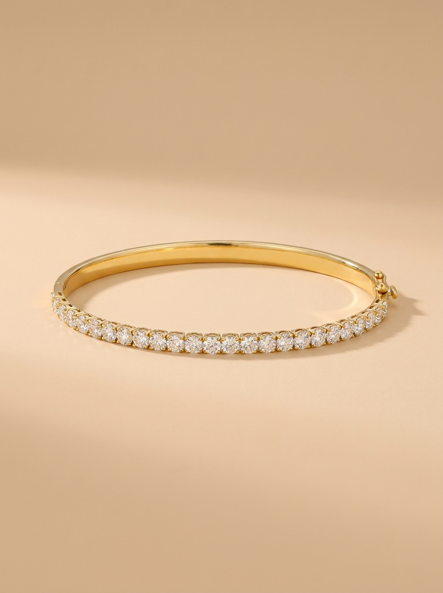 THE GLOW – Yellow Gold Lab-Grown Diamond Tennis Bangle Bracelet