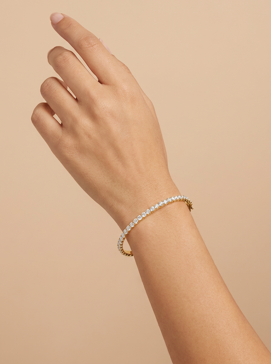 THE GLOW – Yellow Gold Lab-Grown Diamond Tennis Bangle Bracelet