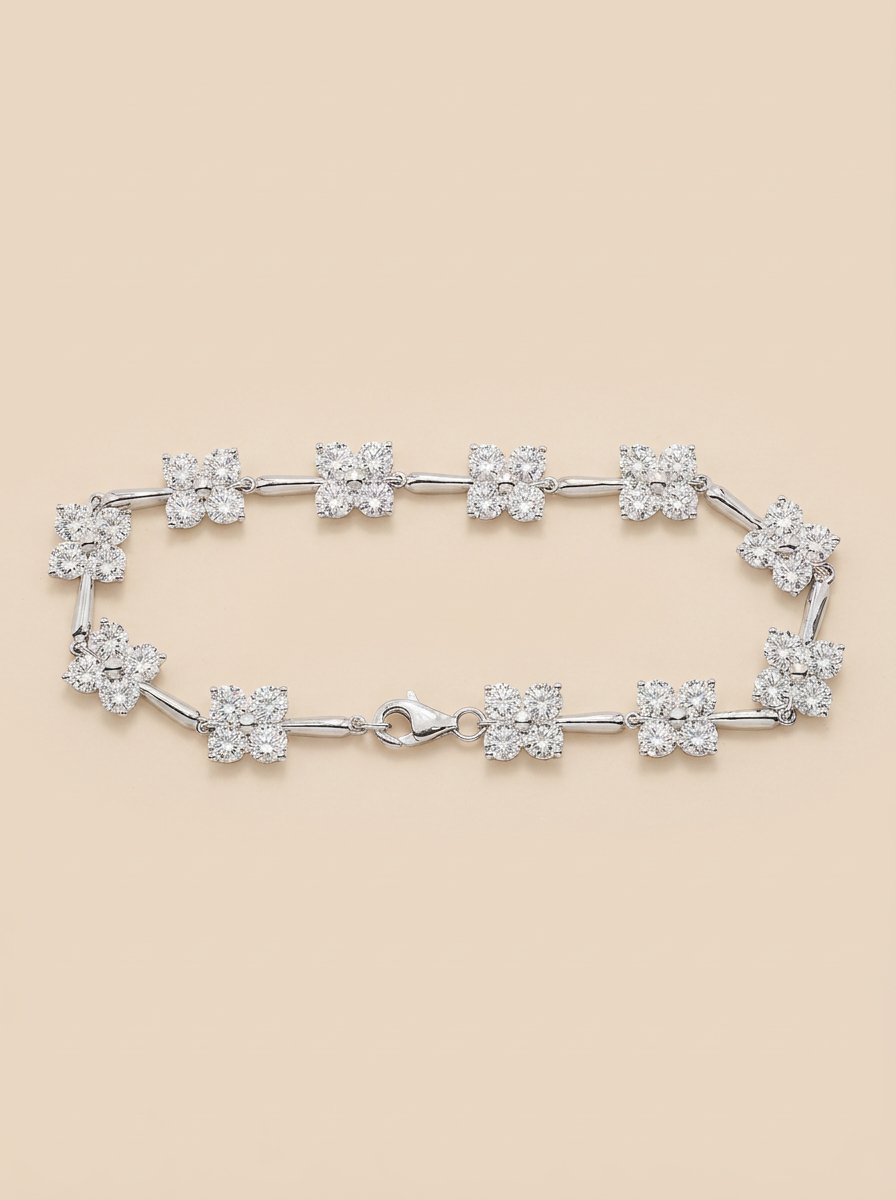 THE FLORET – White Gold Lab-Grown Diamond Floral Tennis Bracelet