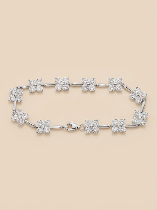 THE FLORET – White Gold Lab-Grown Diamond Floral Tennis Bracelet