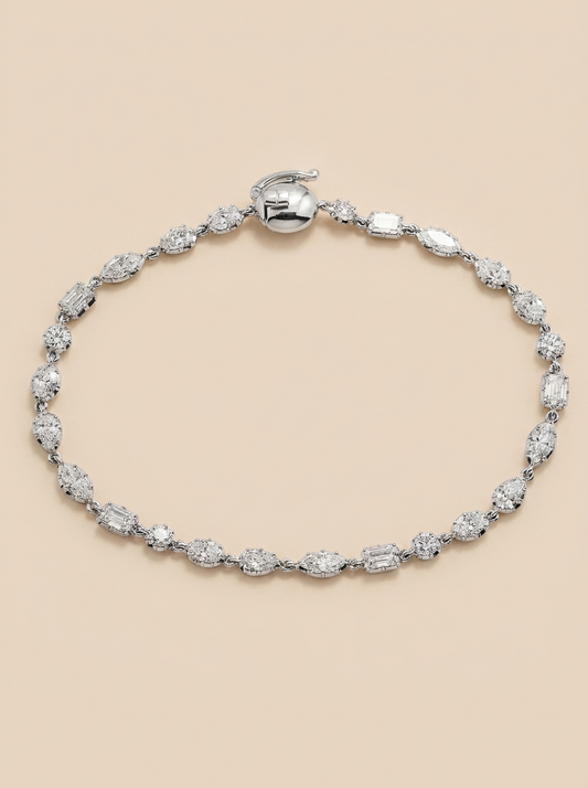 THE MOSAIC – White Gold Lab-Grown Mixed-Cut Diamond Tennis Bracelet
