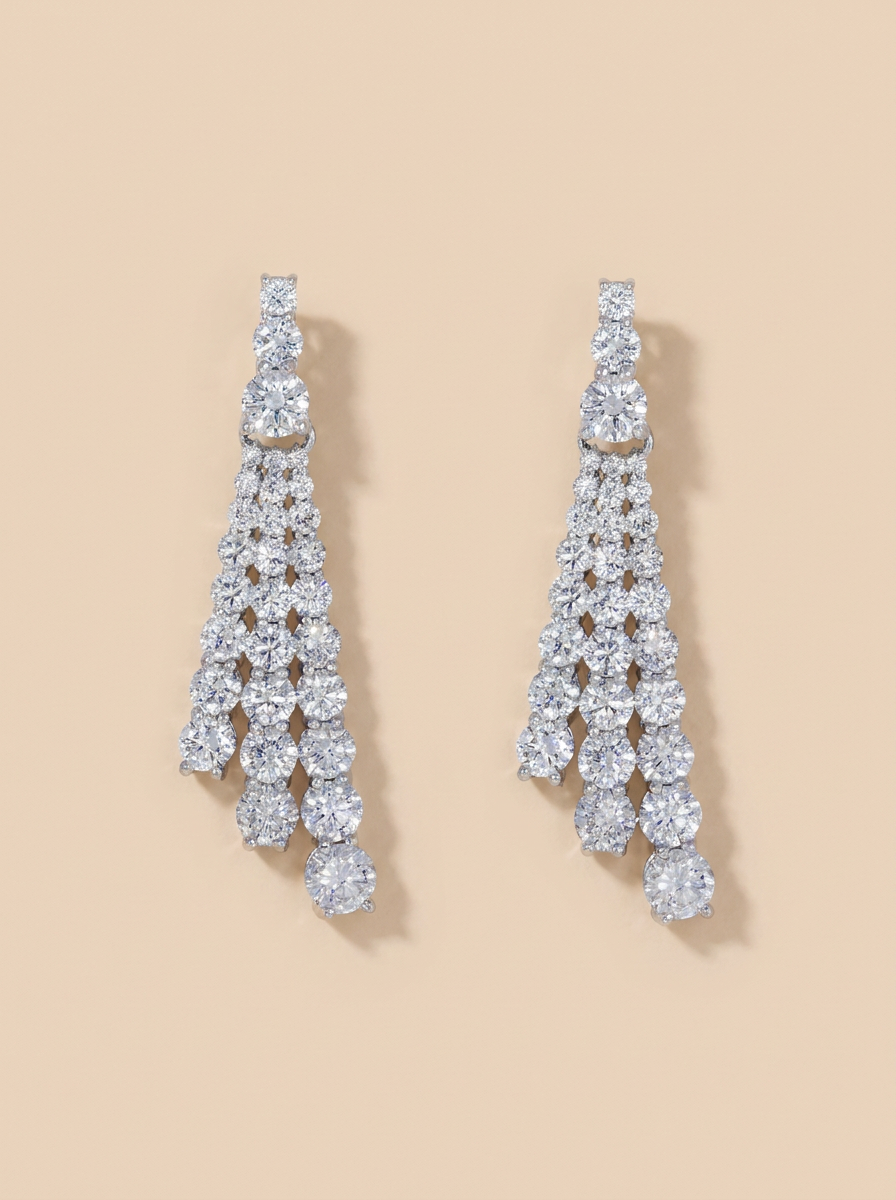 THE CERTAIN THINGS - White Gold Lab-Grown Diamond Tassel Drop Earrings