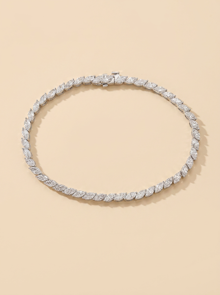 THE ÉTOILE – White Gold Lab-Grown Marquise Diamond Tennis Bracelet