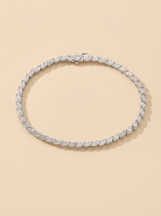 THE ÉTOILE – White Gold Lab-Grown Marquise Diamond Tennis Bracelet