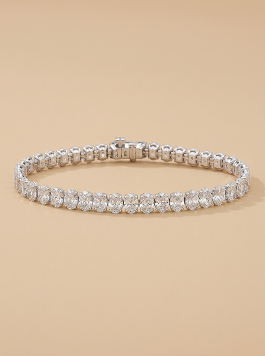 THE OPULENCE – 14K White Gold Lab-Grown Oval Diamond Tennis Bracelet 16.13 TCW