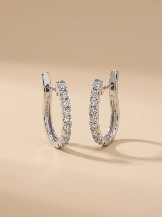 THE ECLIPSE – 14K White Gold Lab-Grown Diamond Oval Hoop Earrings 1.91 TCW