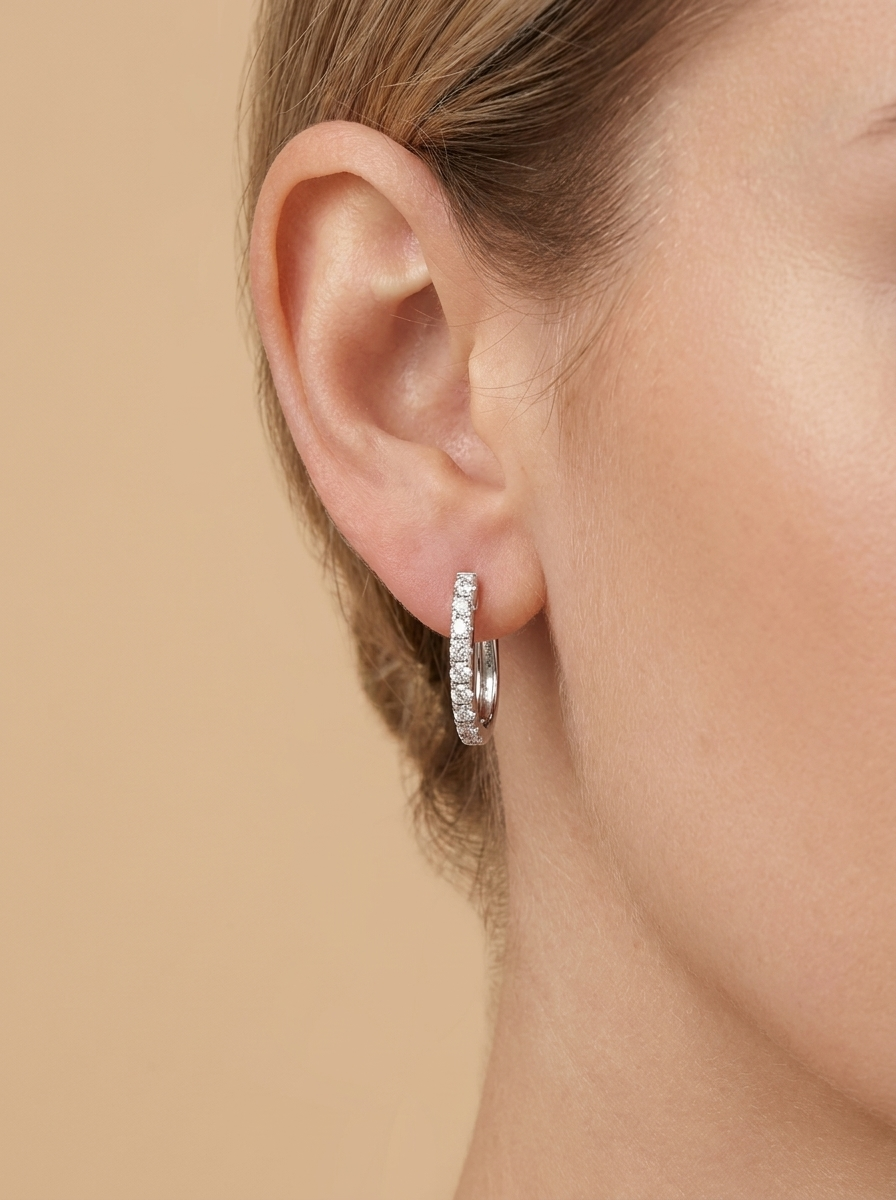 THE ECLIPSE – 14K White Gold Lab-Grown Diamond Oval Hoop Earrings 1.91 TCW