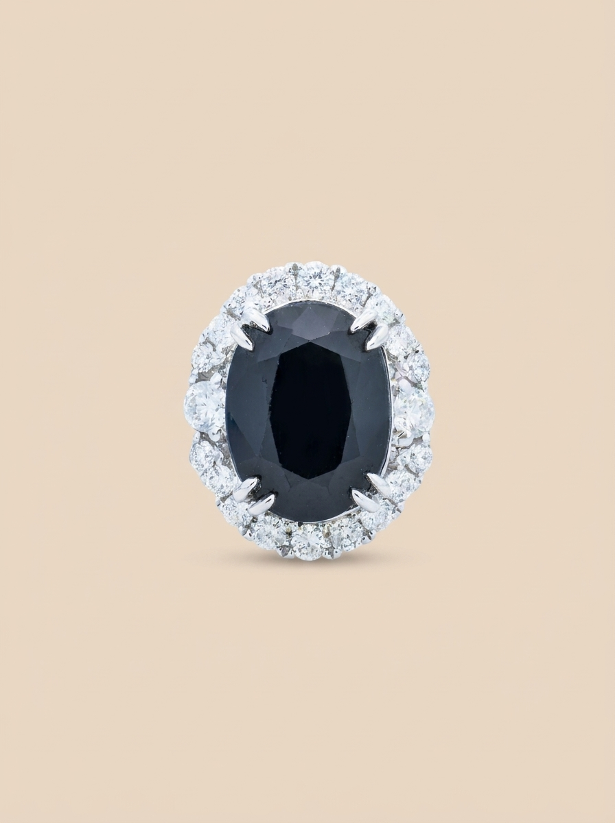 THE MAJESTY – 18K White Gold Lab-Grown Blue Sapphire & Diamond Cocktail Ring