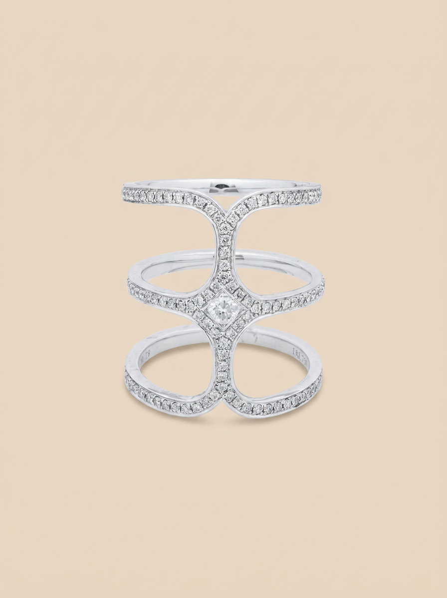 THE ARCHITECT – 18K White Gold Lab-Grown Diamond Openwork Statement Ring 0.79 TCW