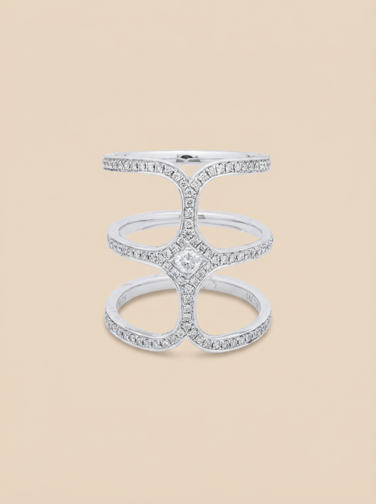 THE ARCHITECT – 18K White Gold Lab-Grown Diamond Openwork Statement Ring 0.79 TCW