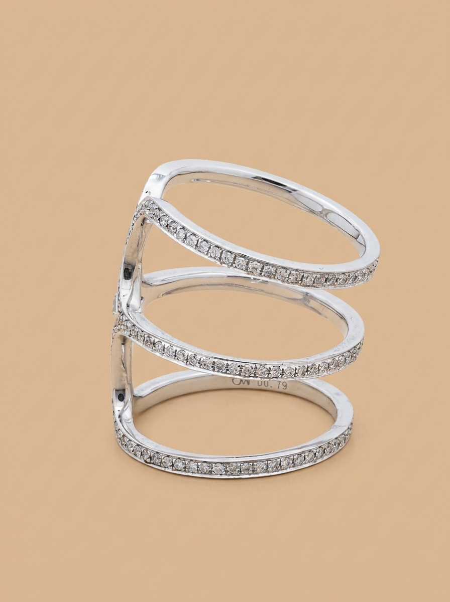 THE ARCHITECT – 18K White Gold Lab-Grown Diamond Openwork Statement Ring 0.79 TCW